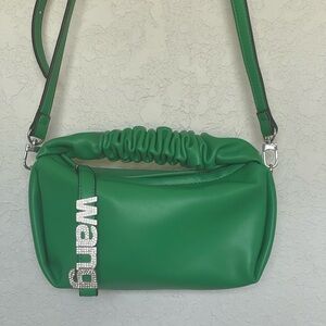 Green Mini Vegan Leather Ruched handle bag